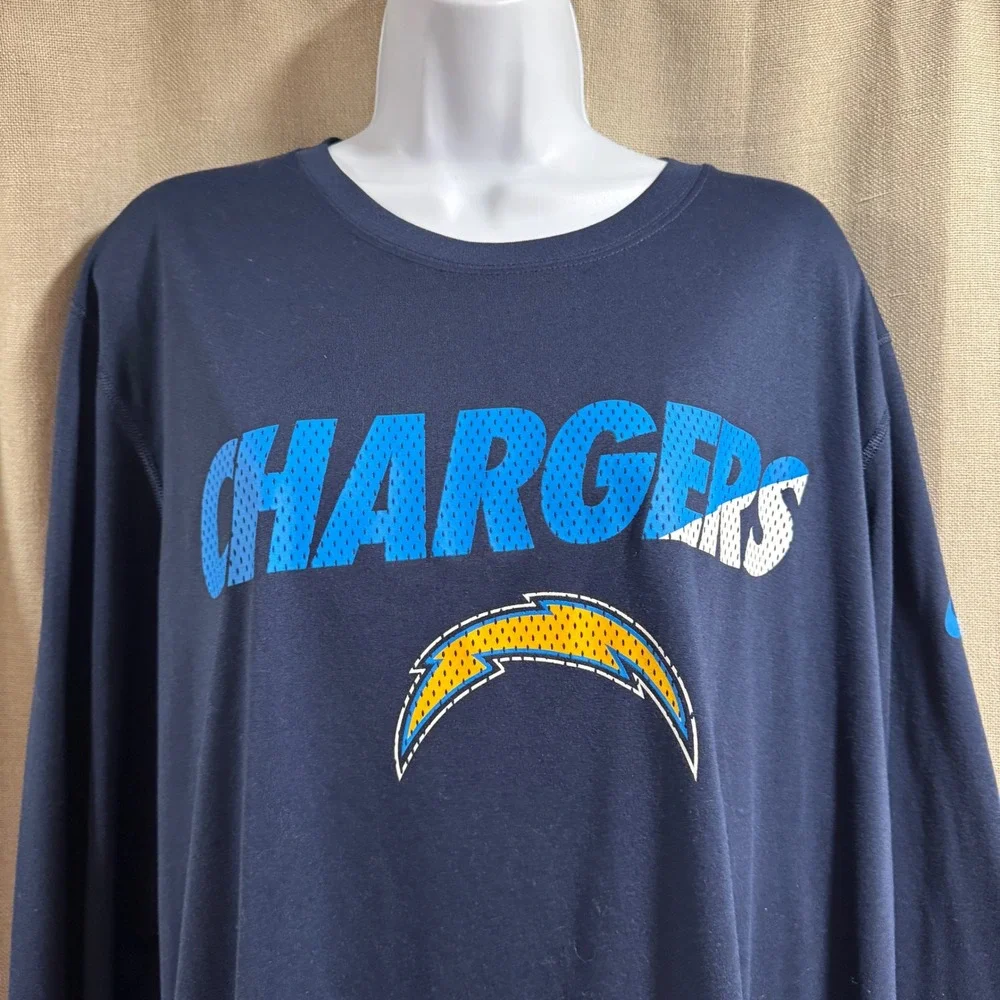 Nike NFL Chargers Long Sleeve Dri-FIT‎ Training Shirt Mens XL Football Bundle